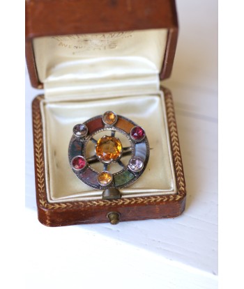 Broche ronde Ecossaise ancienne citrine, jaspe, et agate commande en ligne