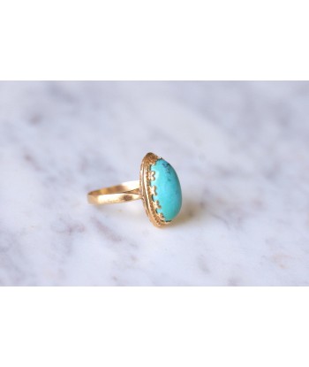 Bague vintage en or jaune et cabochon de turquoise Comparez et commandez 