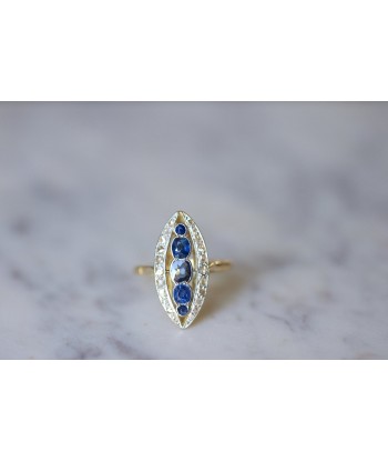 Bague marquise saphirs entourage diamants Les êtres humains sont 