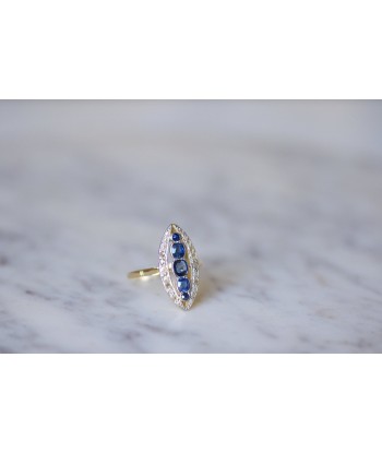 Bague marquise saphirs entourage diamants Les êtres humains sont 