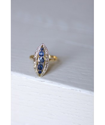 Bague marquise saphirs entourage diamants Les êtres humains sont 