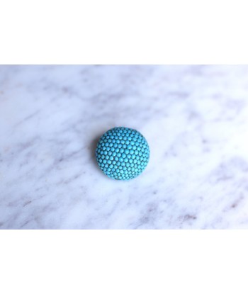 Broche boule, porte photo, ancien en or et argent pavée de turquoises commande en ligne