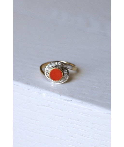 Bague tourbillon corail, et diamants Par le système avancé 