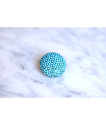 Broche boule, porte photo, ancien en or et argent pavée de turquoises commande en ligne