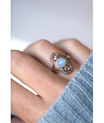 Bague marquise opale et diamants soldes