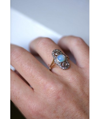 Bague marquise opale et diamants soldes