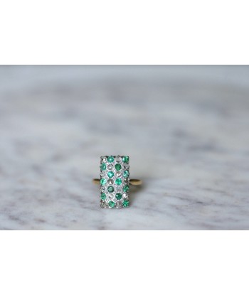 Bague damier émeraude et diamants votre