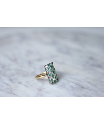 Bague damier émeraude et diamants votre