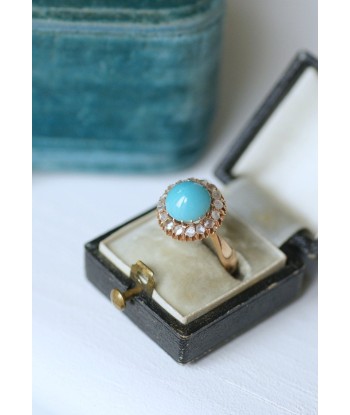 Bague Marguerite turquoise entourage diamants Profitez des Offres !