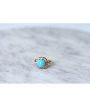 Bague Marguerite turquoise entourage diamants Profitez des Offres !