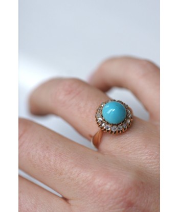 Bague Marguerite turquoise entourage diamants Profitez des Offres !