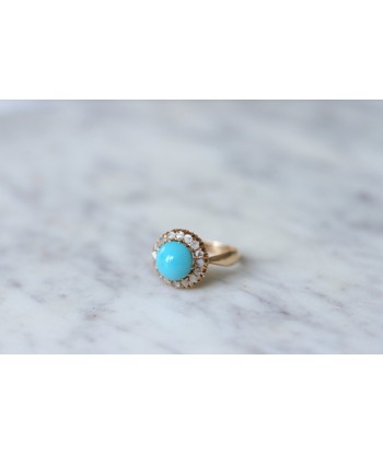 Bague Marguerite turquoise entourage diamants Profitez des Offres !