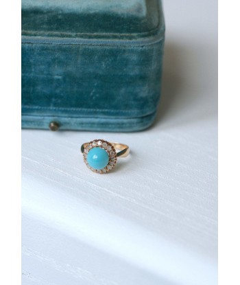 Bague Marguerite turquoise entourage diamants Profitez des Offres !