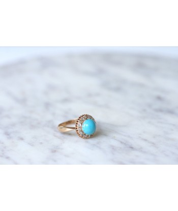 Bague Marguerite turquoise entourage diamants Profitez des Offres !