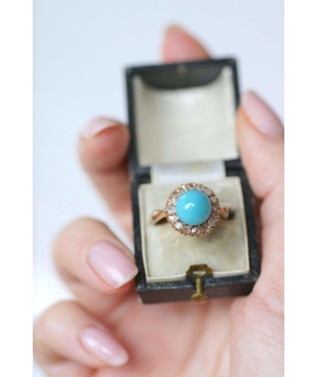 Bague Marguerite turquoise entourage diamants Profitez des Offres !