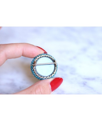 Broche boule, porte photo, ancien en or et argent pavée de turquoises commande en ligne