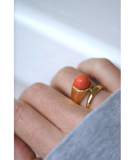 Bague clou or et corail acheter