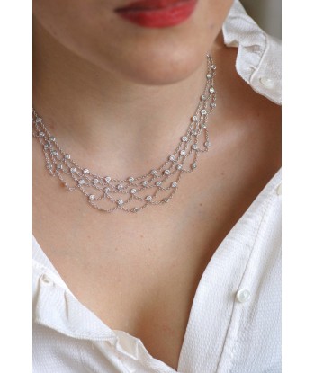 Collier Draperie or blanc et diamants Fin de série