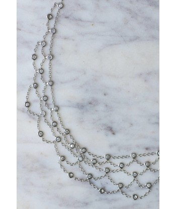 Collier Draperie or blanc et diamants Fin de série