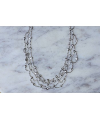 Collier Draperie or blanc et diamants Fin de série