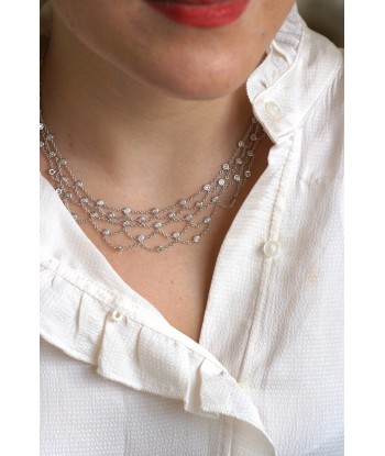 Collier Draperie or blanc et diamants Fin de série