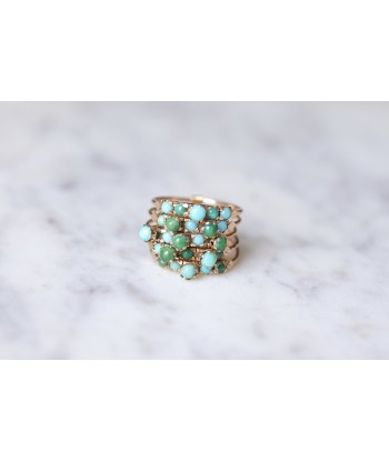 Bague de harem vintage en or rose 14kt ornée de turquoises shop