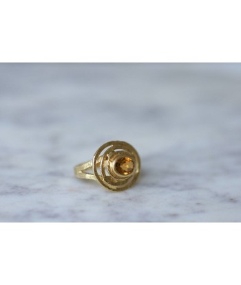 Bague Spirale citrine sur or martelé Les êtres humains sont 