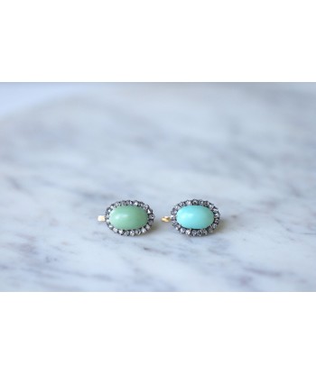 Boucles d'oreilles turquoises entourage diamants pas cheres