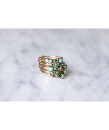 Bague de harem vintage en or rose 14kt ornée de turquoises shop