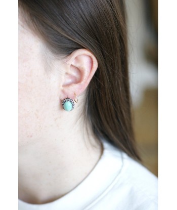 Boucles d'oreilles turquoises entourage diamants pas cheres