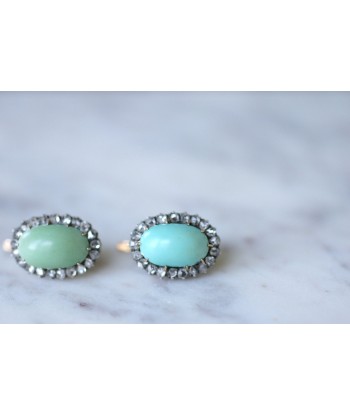 Boucles d'oreilles turquoises entourage diamants pas cheres