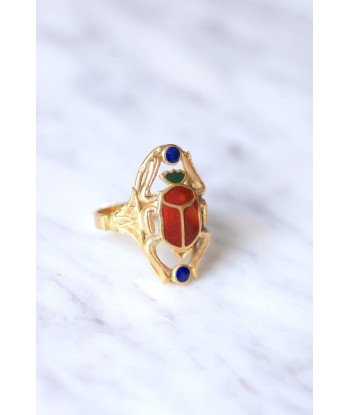 Bague Scarabée vintage en or jaune et émail prix