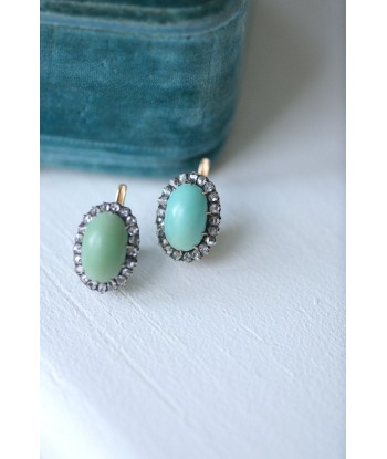 Boucles d'oreilles turquoises entourage diamants pas cheres