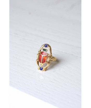 Bague Scarabée vintage en or jaune et émail prix