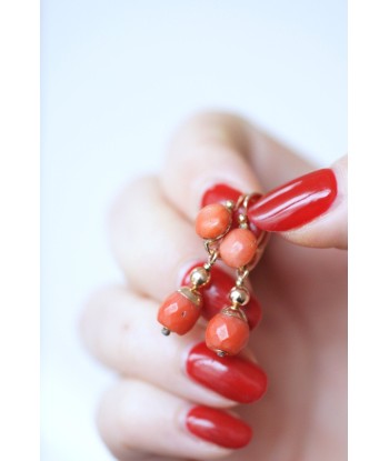 Boucles d'oreilles dormeuses or et corail soldes