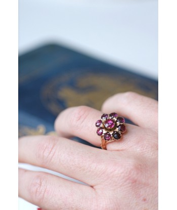 Bague fleur or rose et grenats vous aussi creer 