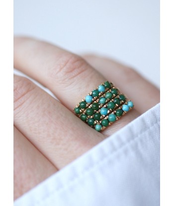 Bague de harem or et turquoises la colonne vertébrale