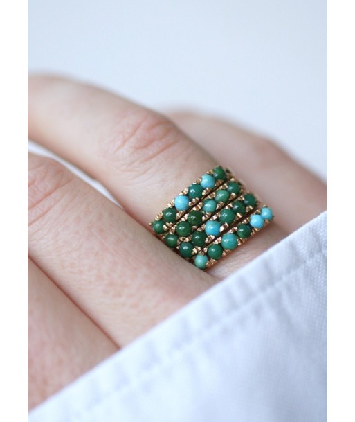 Bague de harem or et turquoises la colonne vertébrale