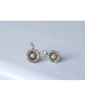 Boucles d'oreilles fleurs or, perles, diamants Comparez plus de prix