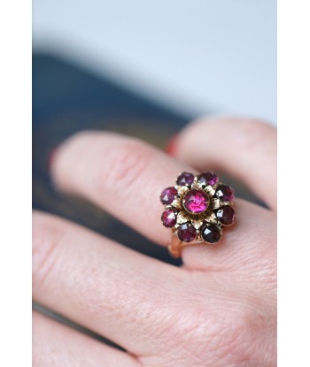 Bague fleur or rose et grenats vous aussi creer 