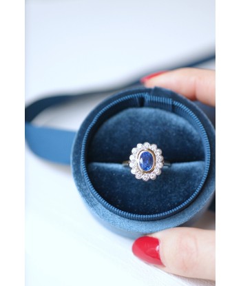 Bague Pompadour saphir entourage diamants livraison gratuite