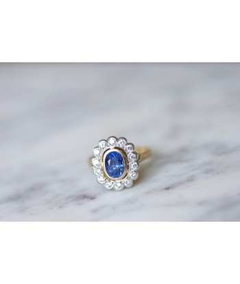 Bague Pompadour saphir entourage diamants livraison gratuite