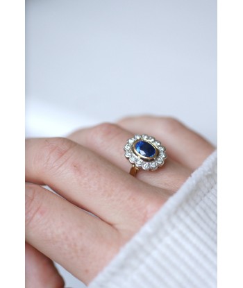 Bague Pompadour saphir entourage diamants livraison gratuite