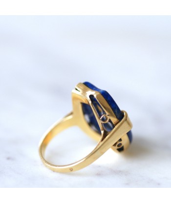 Bague vintage, lapis lazuli, or et diamants ou a consommer sur place