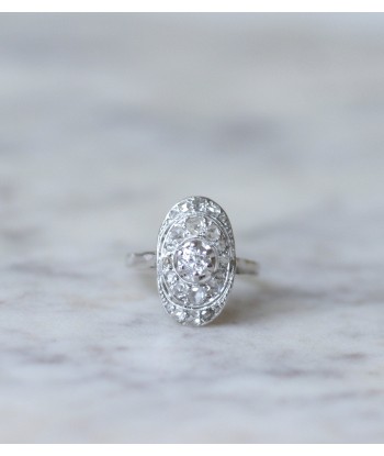 Bague Art Deco ovale or et diamants votre