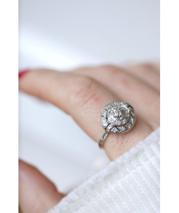 Bague Art Deco ronde platine et diamants acheter en ligne