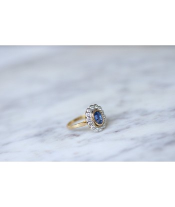 Bague Pompadour saphir entourage diamants livraison gratuite