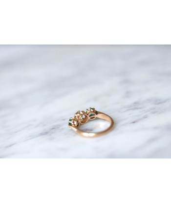 Bague jarretière or rose, émeraudes, et diamant 50-70% off 