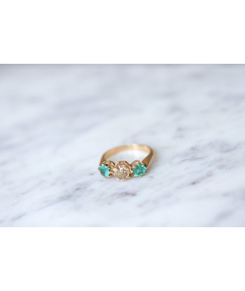 Bague jarretière or rose, émeraudes, et diamant 50-70% off 