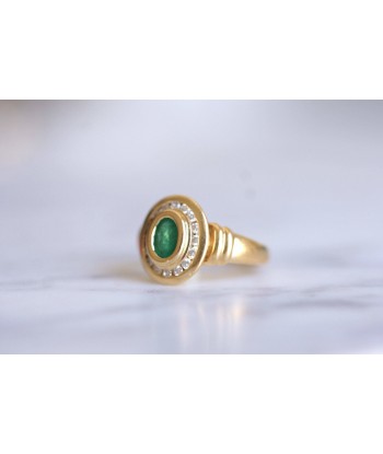 Bague de fiançailles émeraude entourage diamants sur or jaune JUSQU'A -70%! 